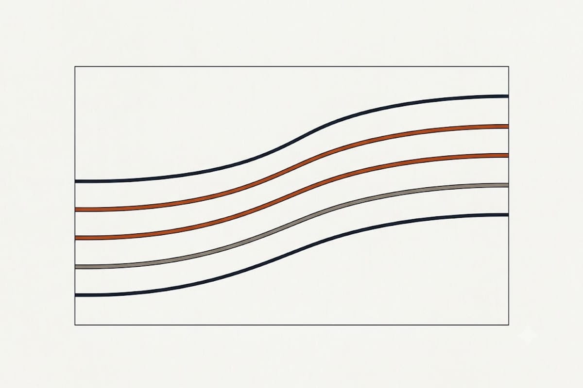 Percentile lines are parallel paths, not a ranking